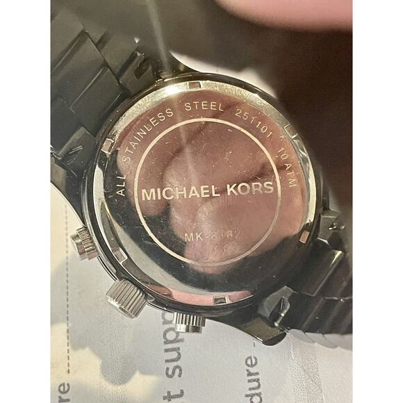 Michael Kors Runway Two-Tone Chronograph Gunmetal Dial Quartz Watch - Picture 6 of 11